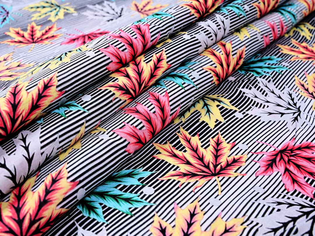 tropical leaf cotton fabric