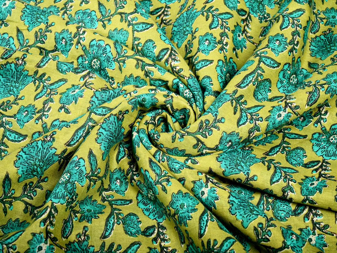 floral green fabric by the yard