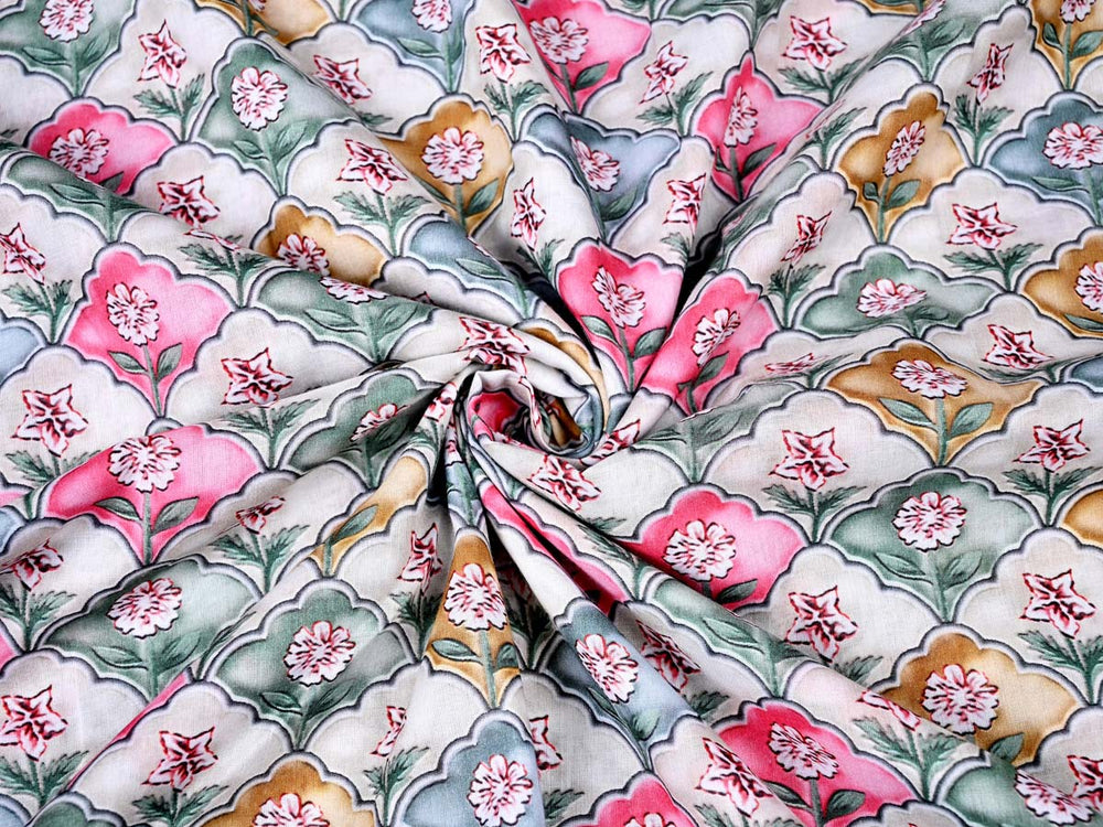 floral pink cotton clothing fabric