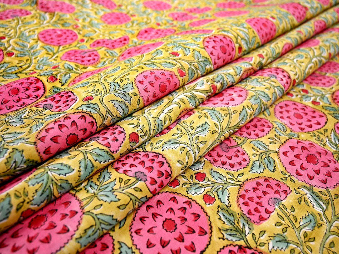 pink fruit cotton printed fabric