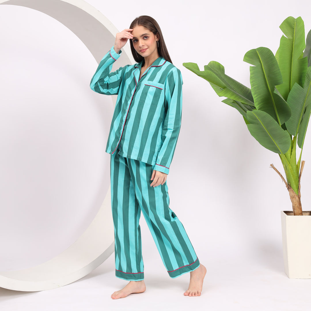 Cotton Stripes: Designer Relaxed Pj Dress for Women