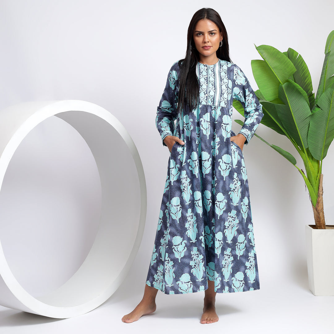 Buti Print Cotton Midi Dress