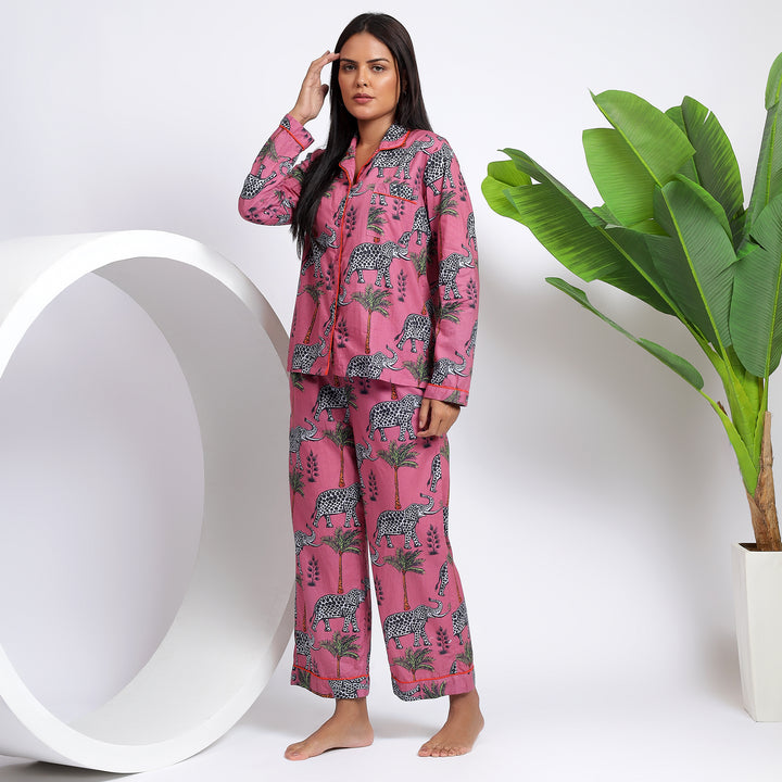 Cotton Wild Side Pajama Set - Animal Prints for Women