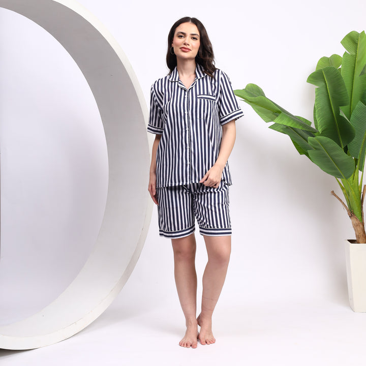 Cotton Comfort: Stylish Blue PJ Shorts for Relaxed Nights