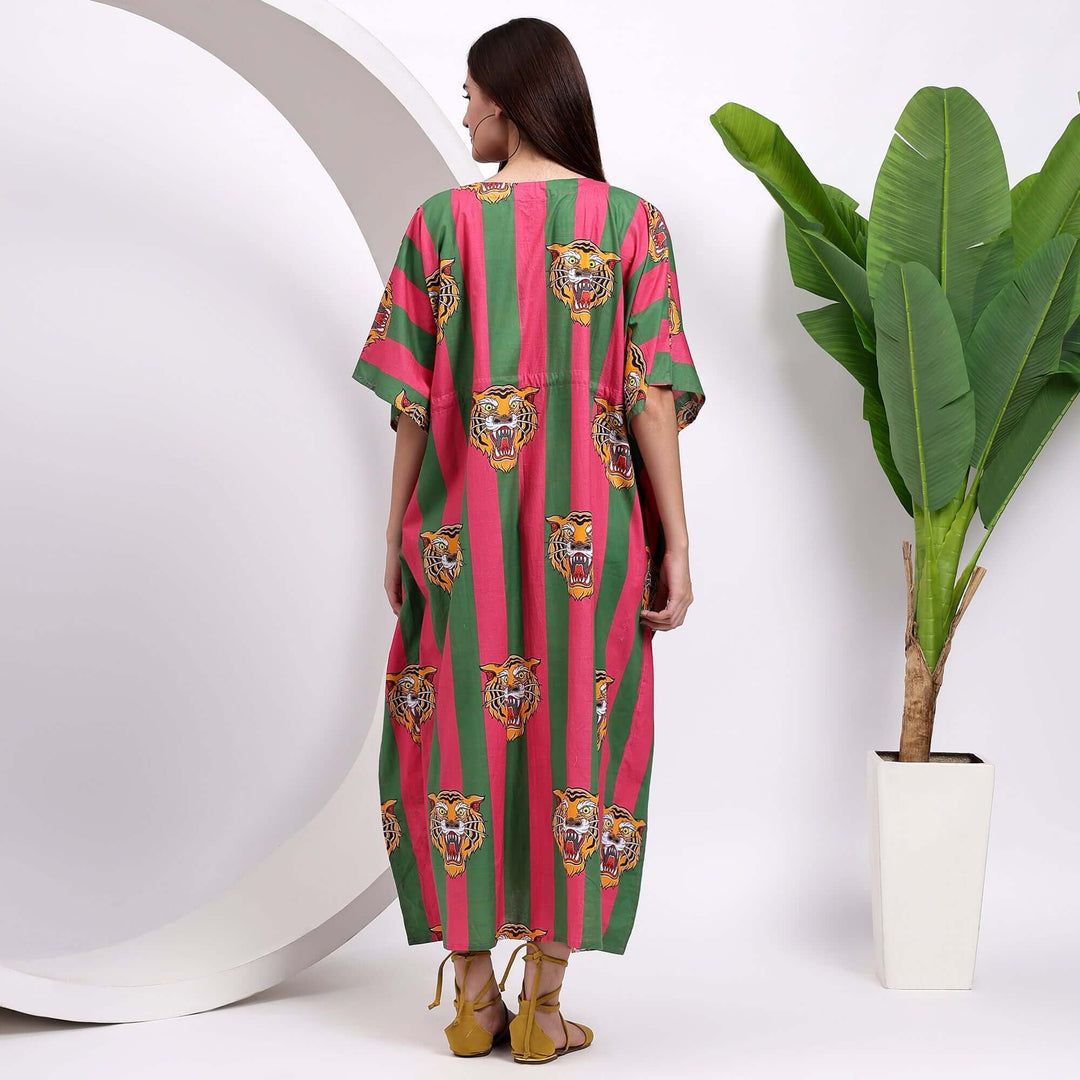 Cotton caftan dress – bold animal print style