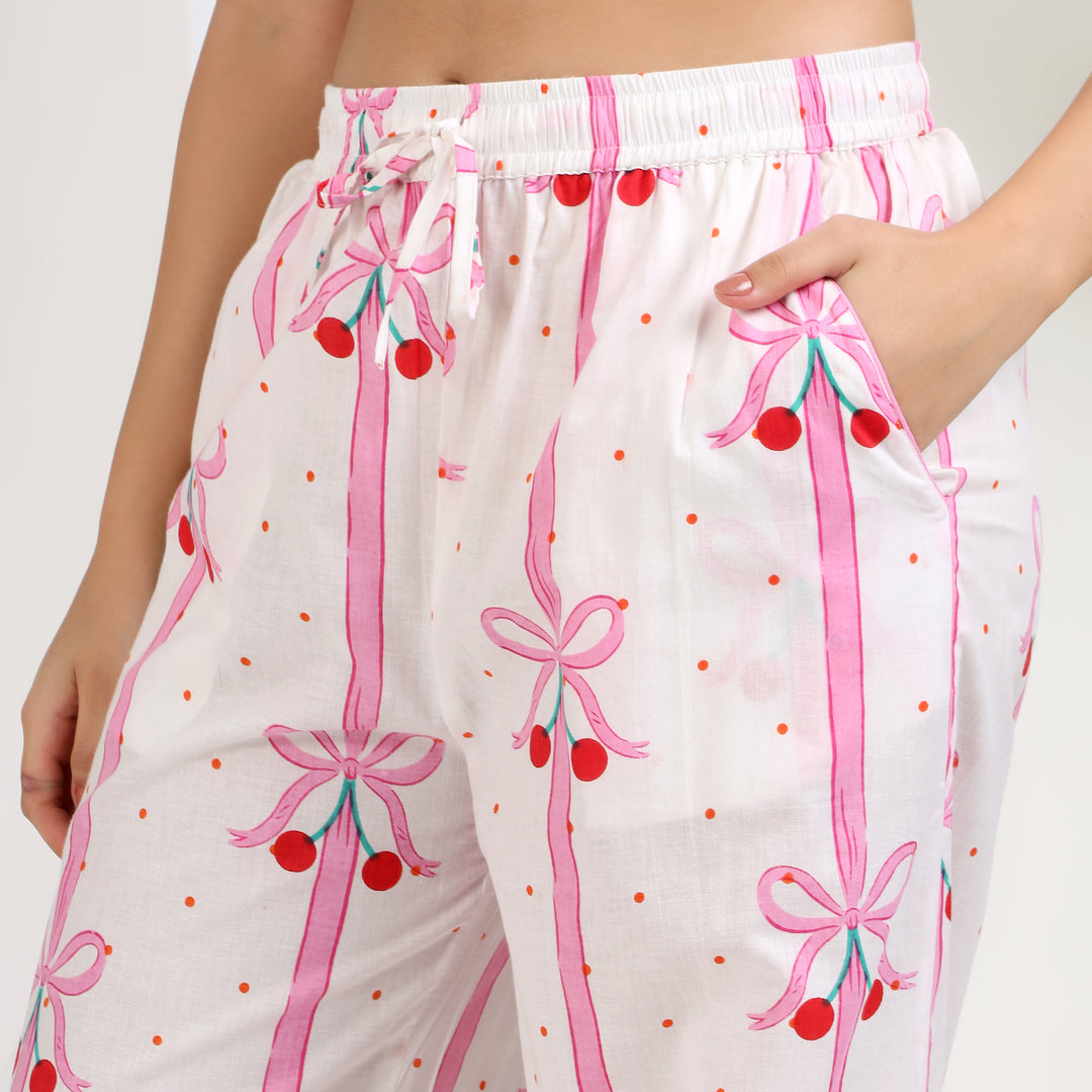 Women's Organic Cotton Holiday Pajamas - Bow Print Sleepwear