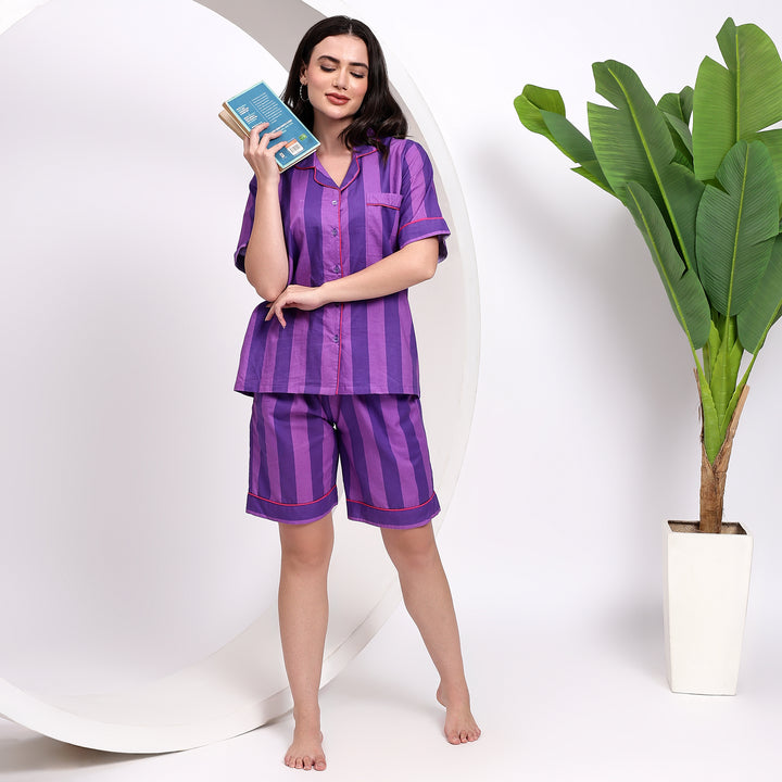 Soft Stripes: Cotton Pajama Shorts for Comfortable Sleep