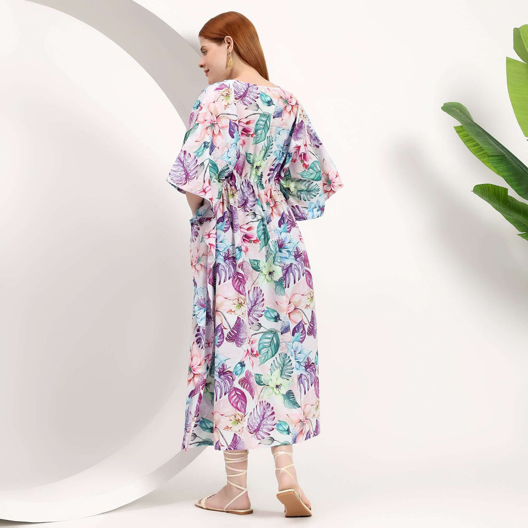 Floral leaf print caftan dress moroccan caftan kaftan dresses summer caftan clothing women