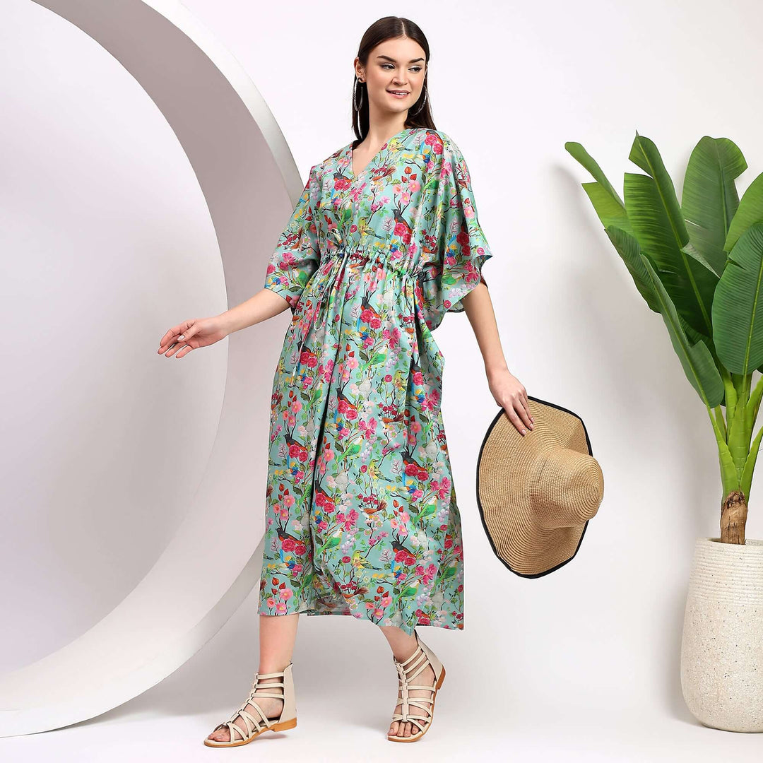 long indian kaftan dresses Oriental Long Kaftan ~ Block Printed Indian Caftan Dress ~ Crimson Carnations
