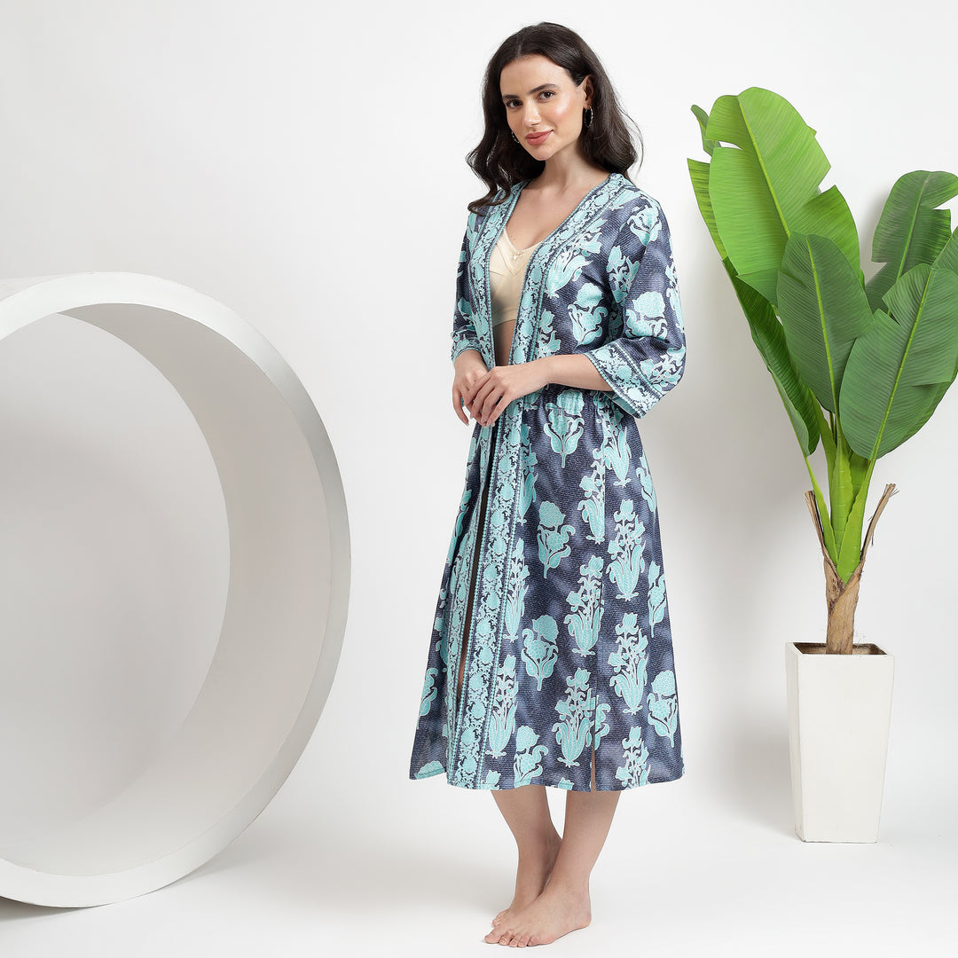 Floral Printed Cotton Robes | Beachwear Dress for Women