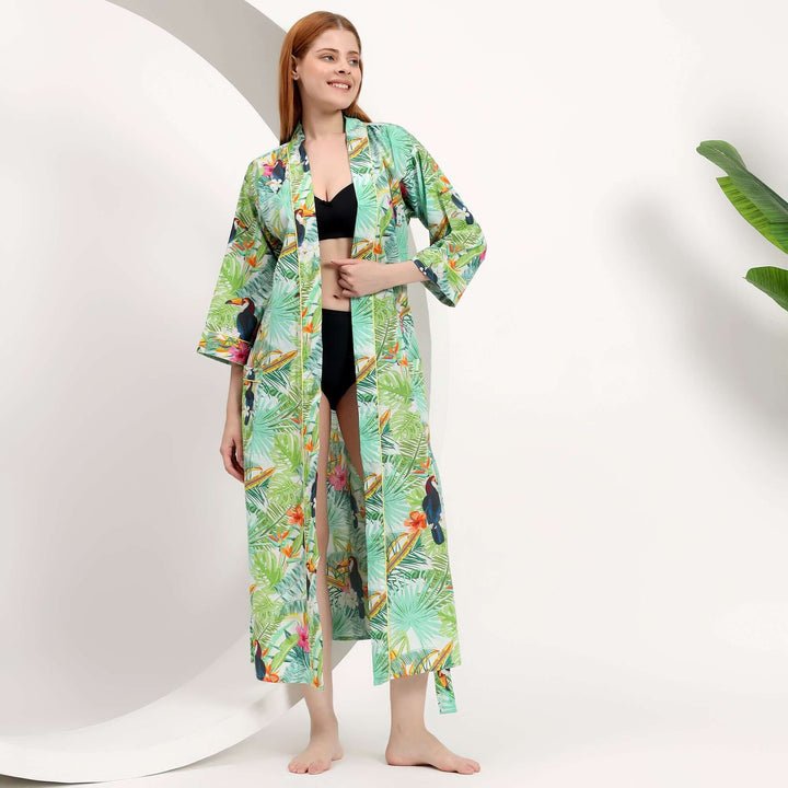Oversized bohemian beach cover up kaftan - Handmade kaftan resort wear bird print