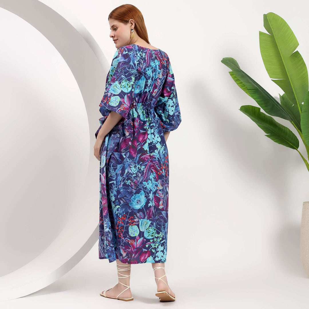 Floral dress for women abaya style kaftan dress Indian cotton