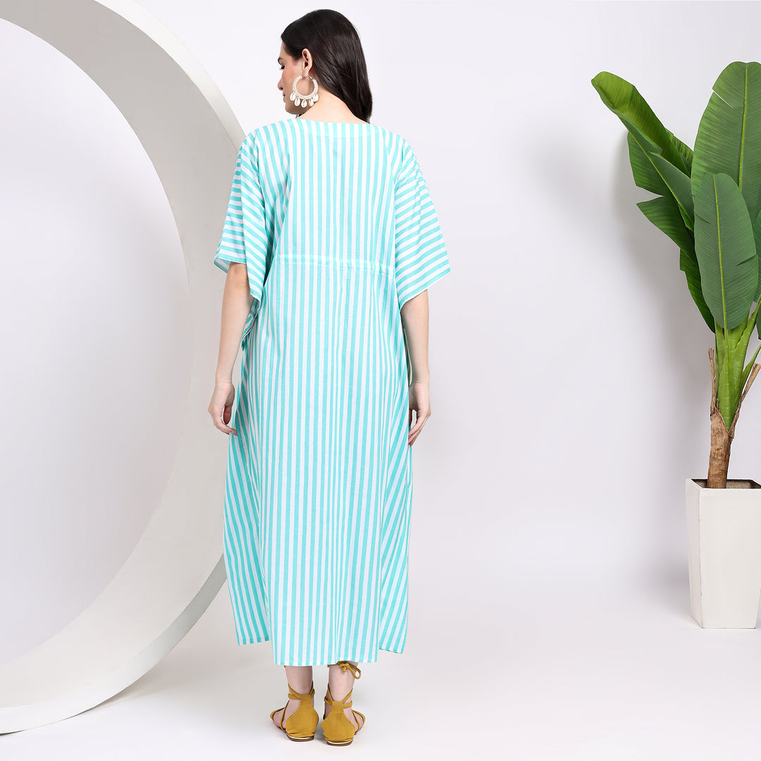 striped summer caftan dress