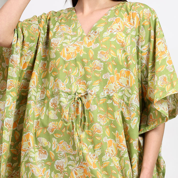 Indian handmade cotton kaftan – block printed caftan for women