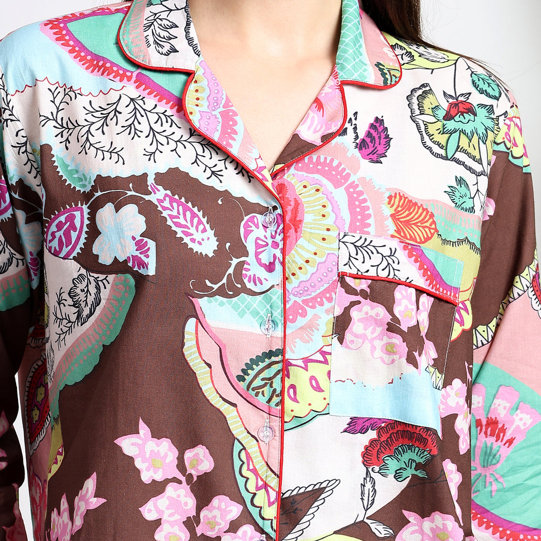 Women’s floral block print cotton pajamas & PJs