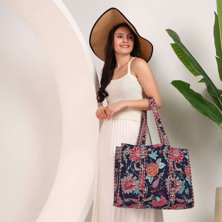 Tote bags for women with floral Indian print
