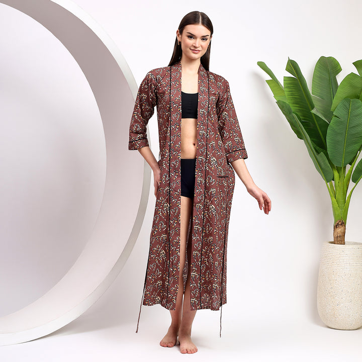 Leopard print cotton kimono & robe – animal print dressing gown