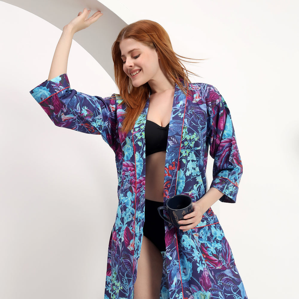Dressing gown floral cotton bathrobes for women Indolibas