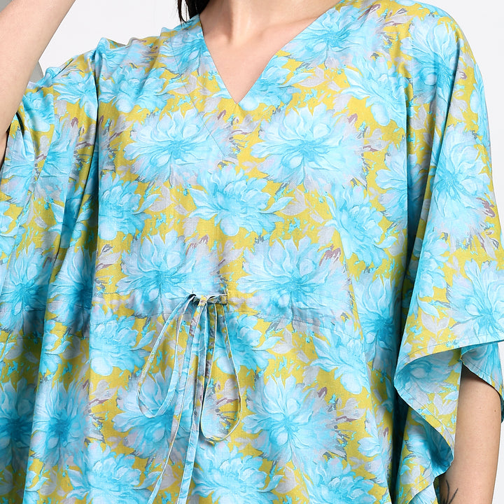 Boho floral kaftan – vintage Indian cotton caftan dress