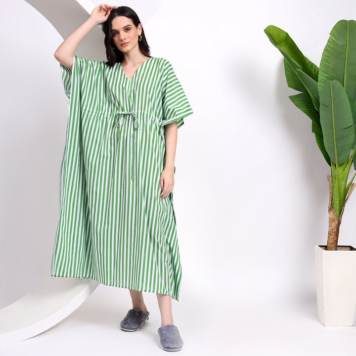 Green striped kaftan