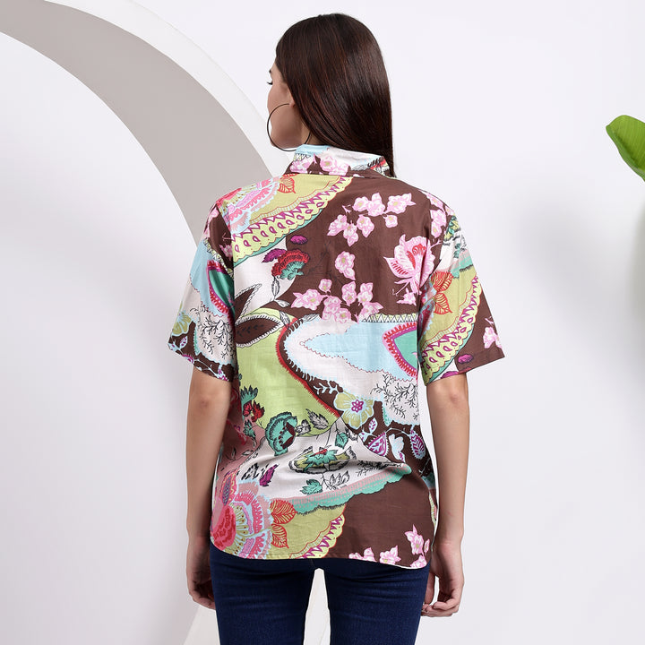 Classic Floral Printed Cotton Shirts for Women