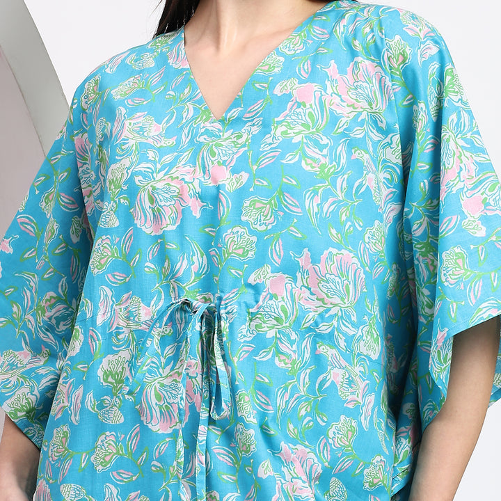 Women’s vintage cotton caftan – Indian block print lounge dress