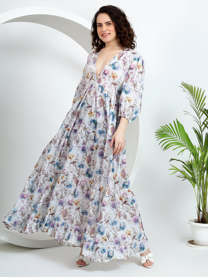maxi long dress with sleeves