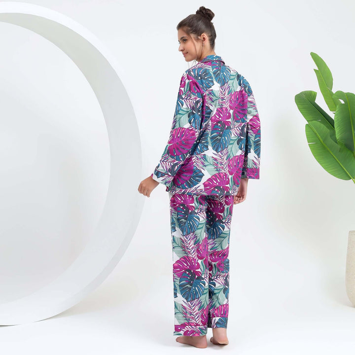 Loungewear set women's pjs set indian cotton tropical print pajamas