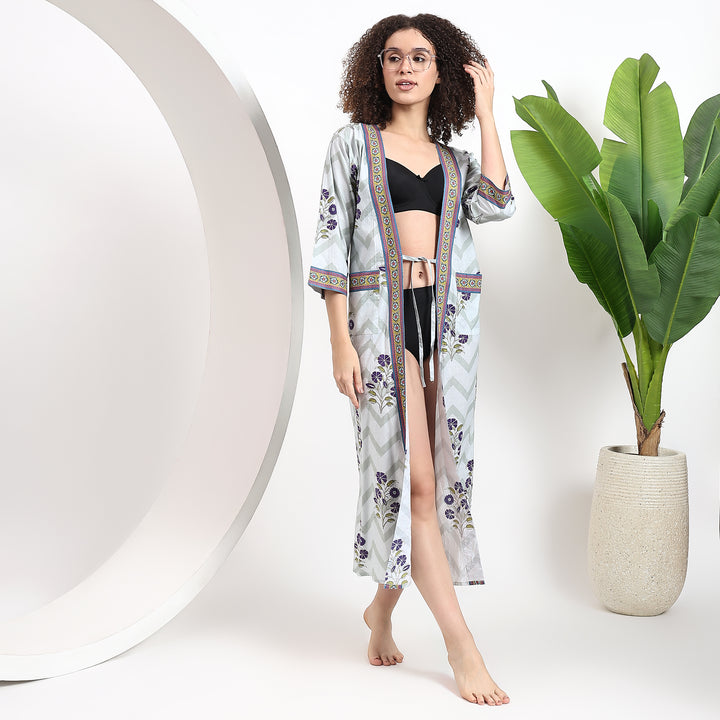 Full-length kimono nightgown robe in breathable fabric for ultimate comfort