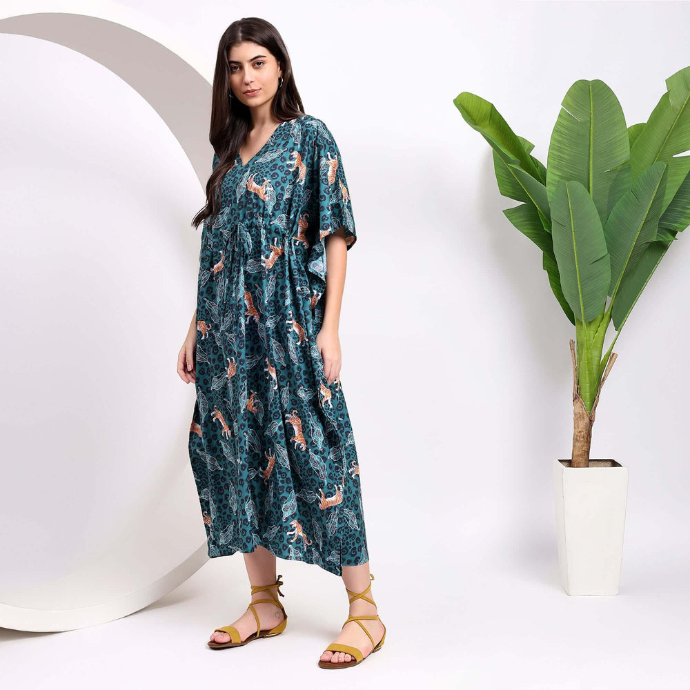 Leopard print cotton caftan – Indian boho style