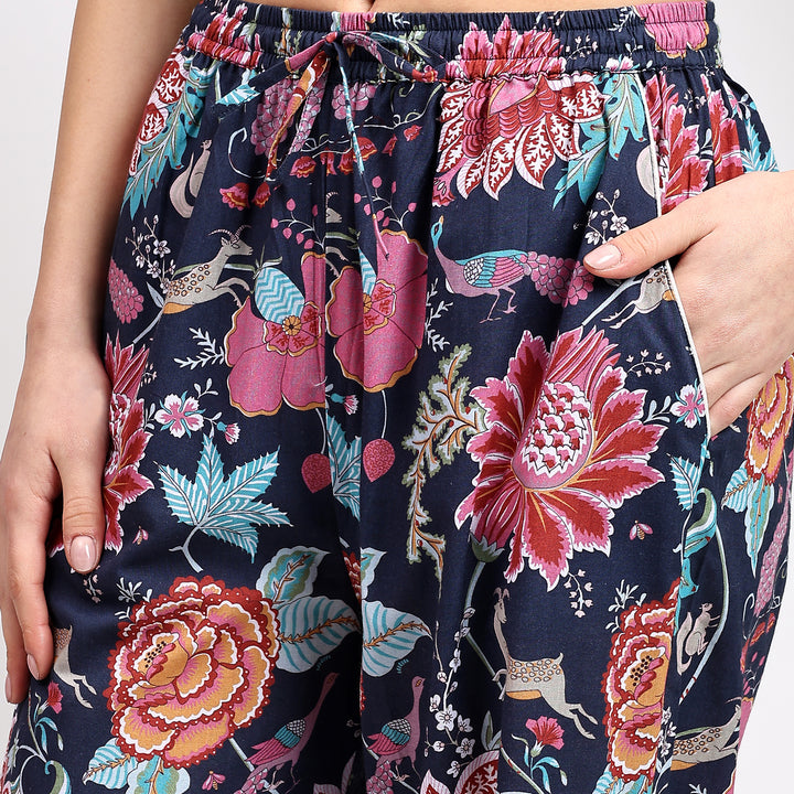 Floral Print Pajama Set for Women – Block Print Cotton PJs & Pajamas