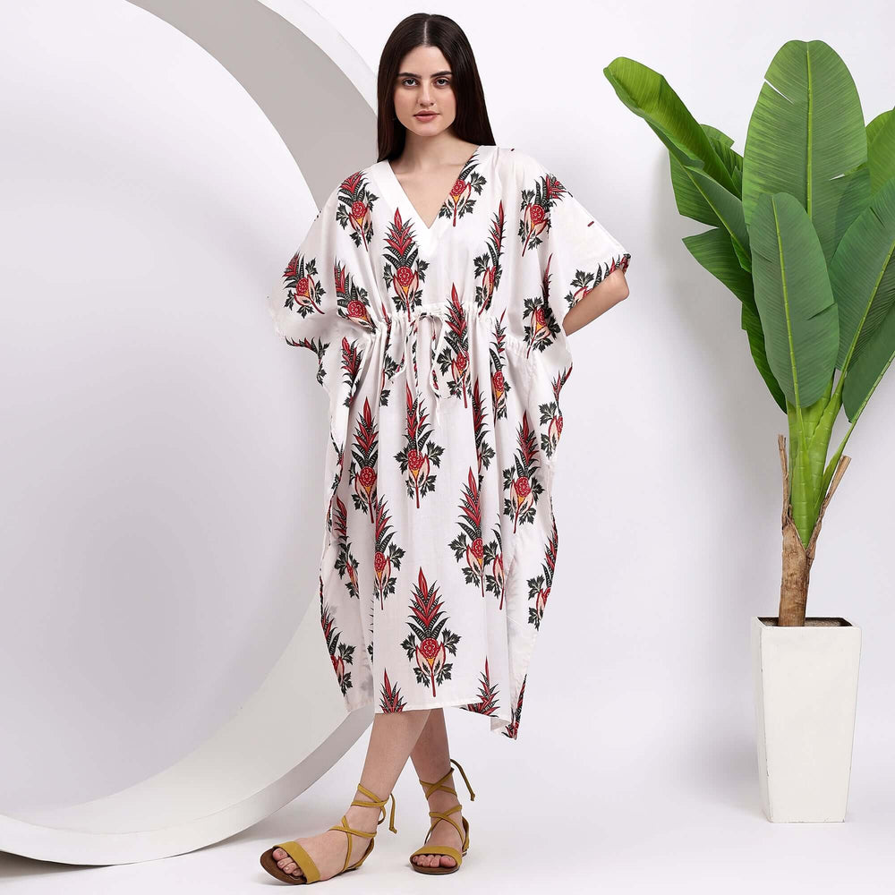 Indian block print kaftan dress for women