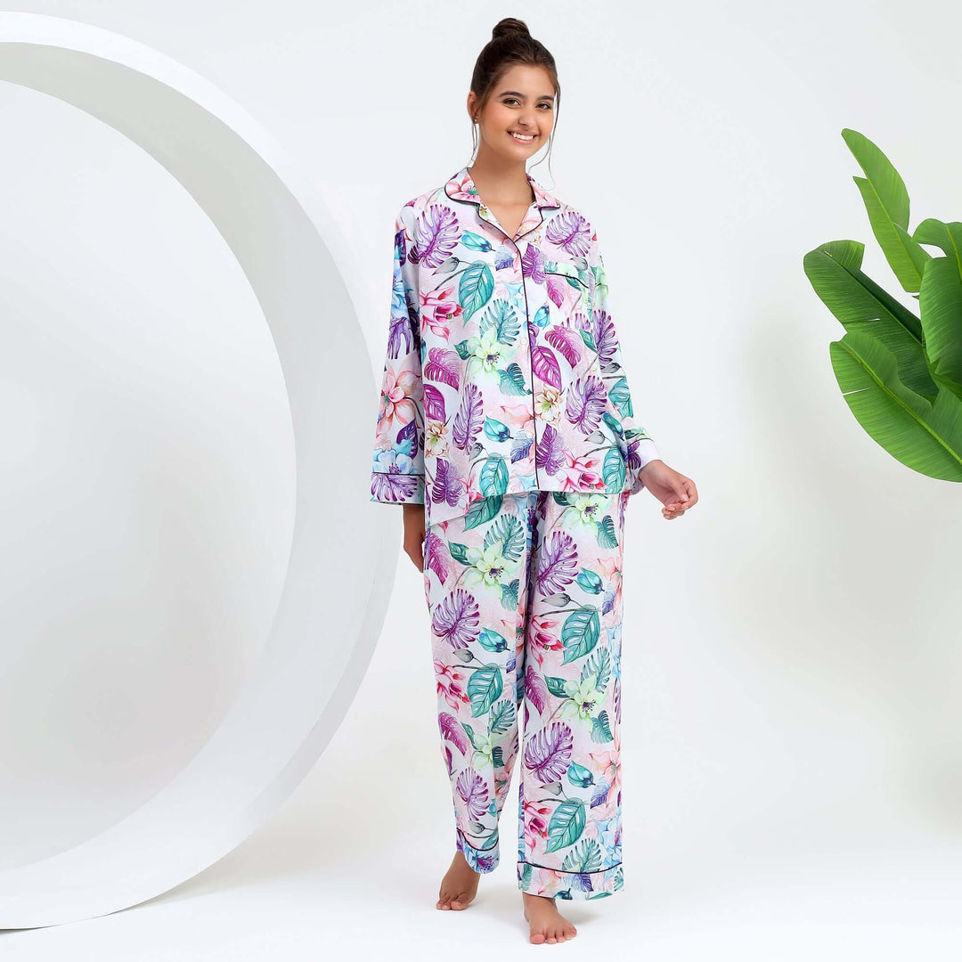 Pattern tropical pajamas family matching sets indian pjs