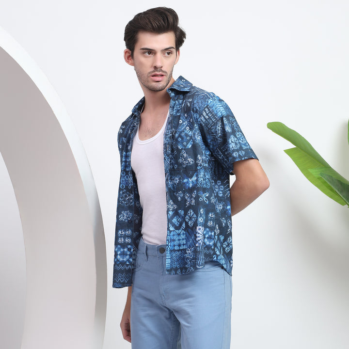 Blue piece with traditional artisan prints, perfect for a comfortable yet stylish look