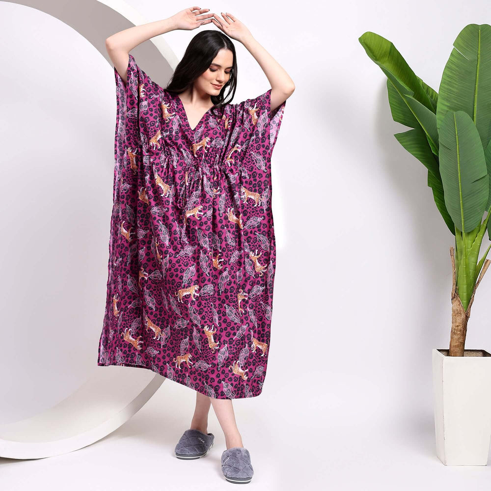 Tiger print kaftan dress – Indian handmade cotton