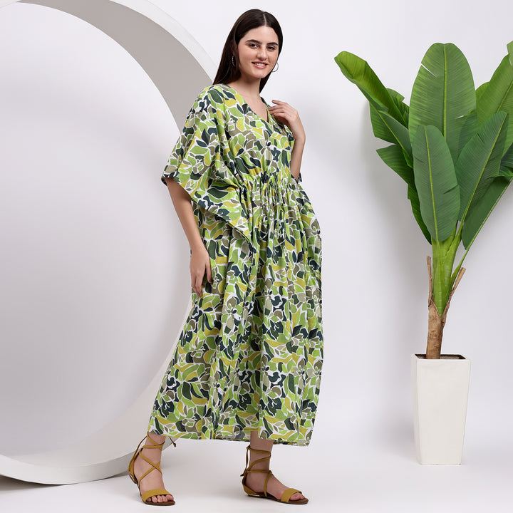 Blue Abstract Kaftan: Maternity Wear with a Modern Twist