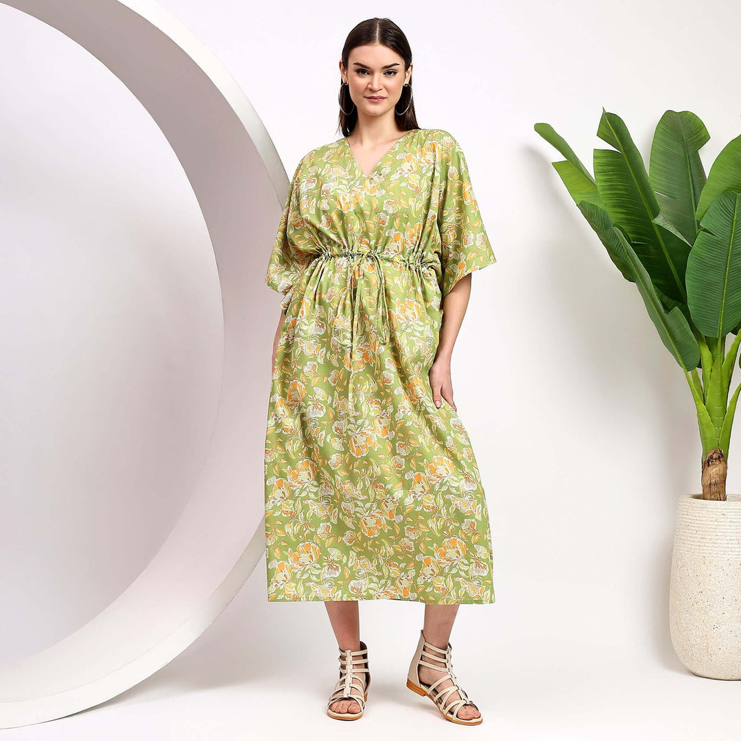 indian cotton kaftan dresses Indian Block Print Floral Cotton Kaftan Boho Caftan Dress XXL / 50 Inches