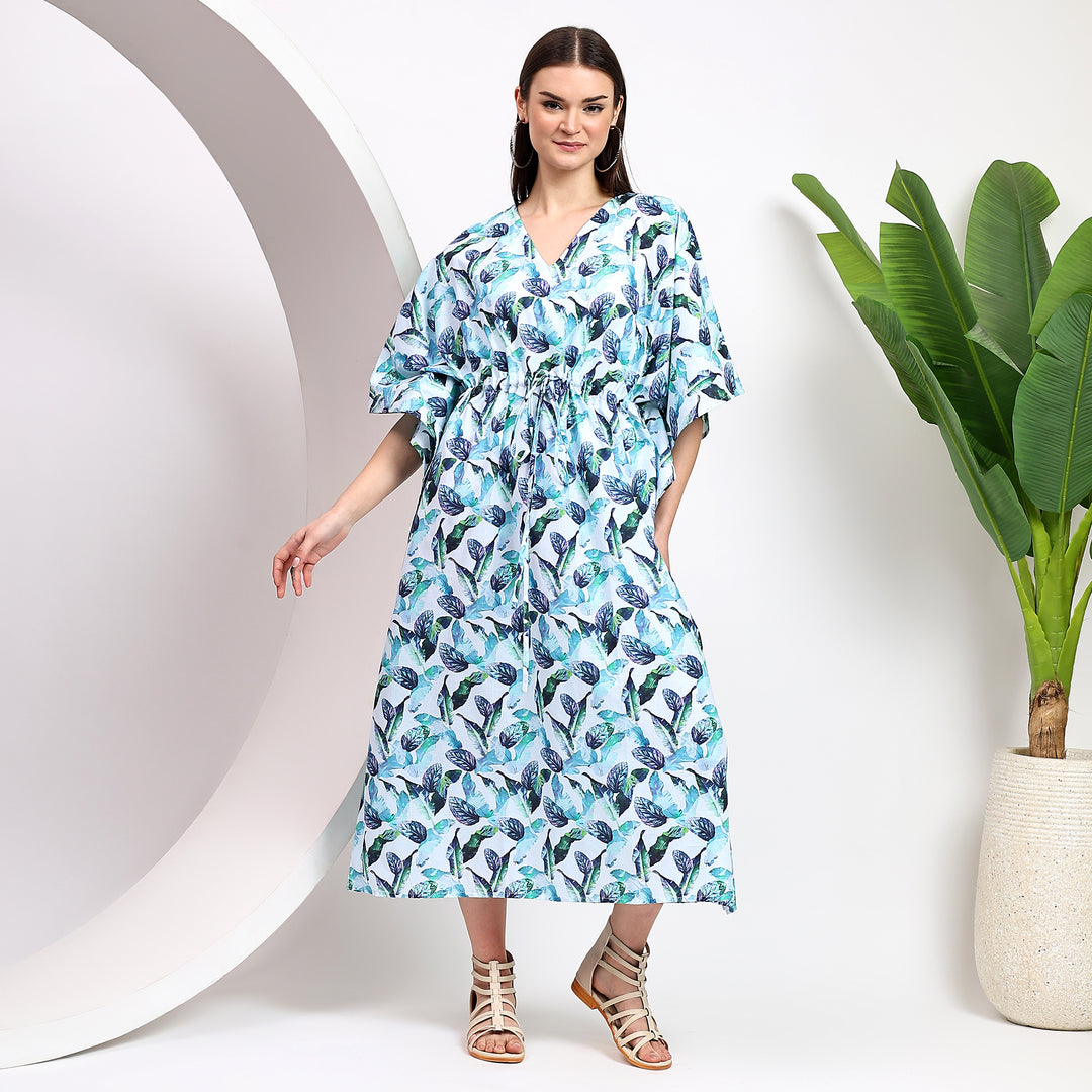 Tropical Print Kaftan for Women – Cotton Block Prints Caftan