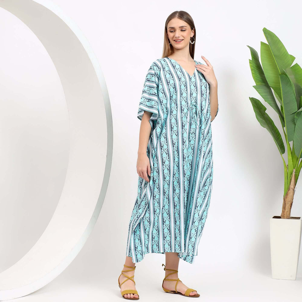 Indian block print cotton caftan dress - Bohemian kaftan for women