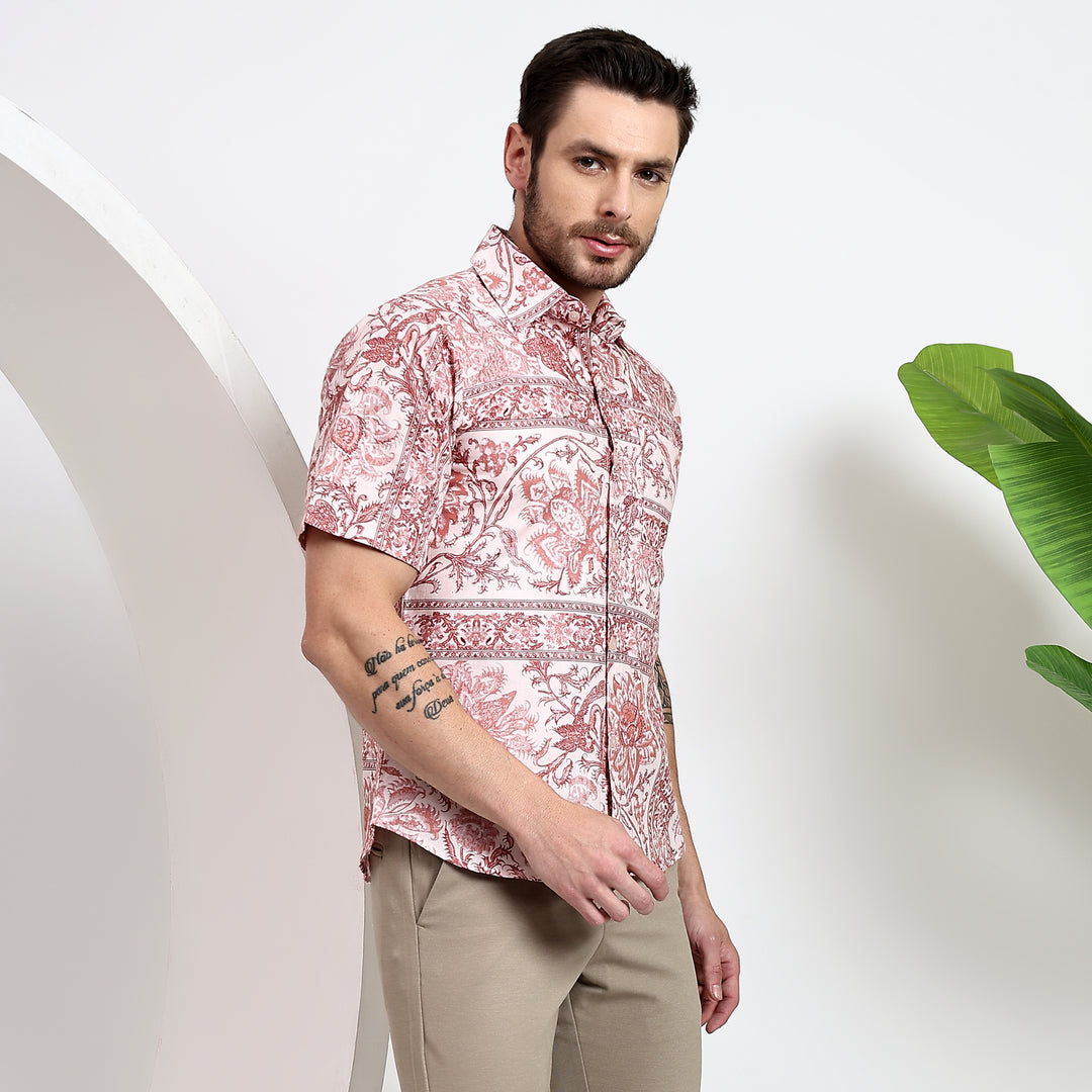 Men’s regular fit cotton printed shirt with a stylish casual look