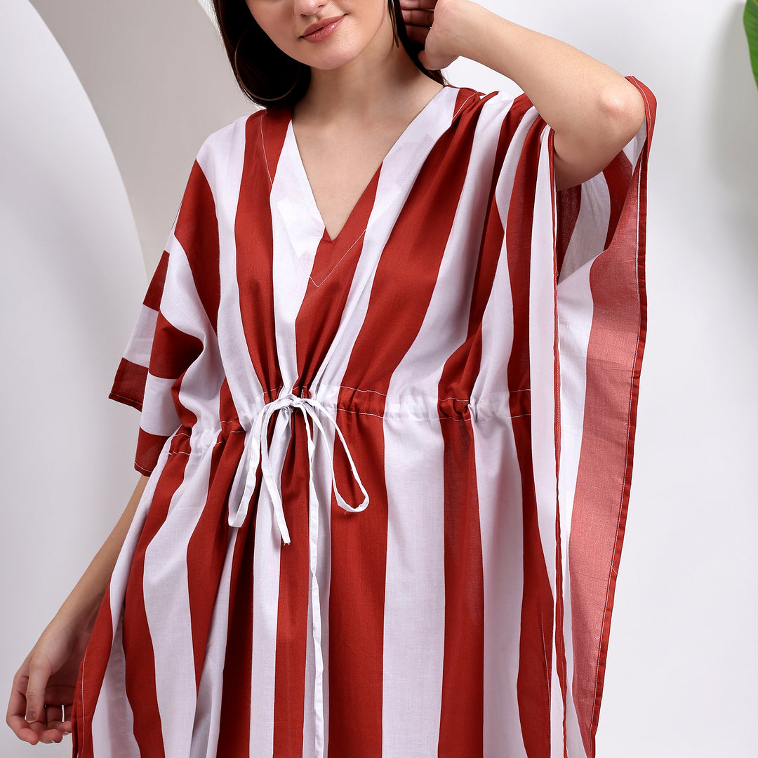 Red striped long kaftan