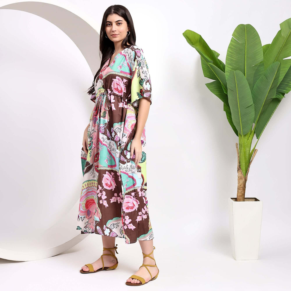 Long cotton kaftan dress for women – relaxed fit