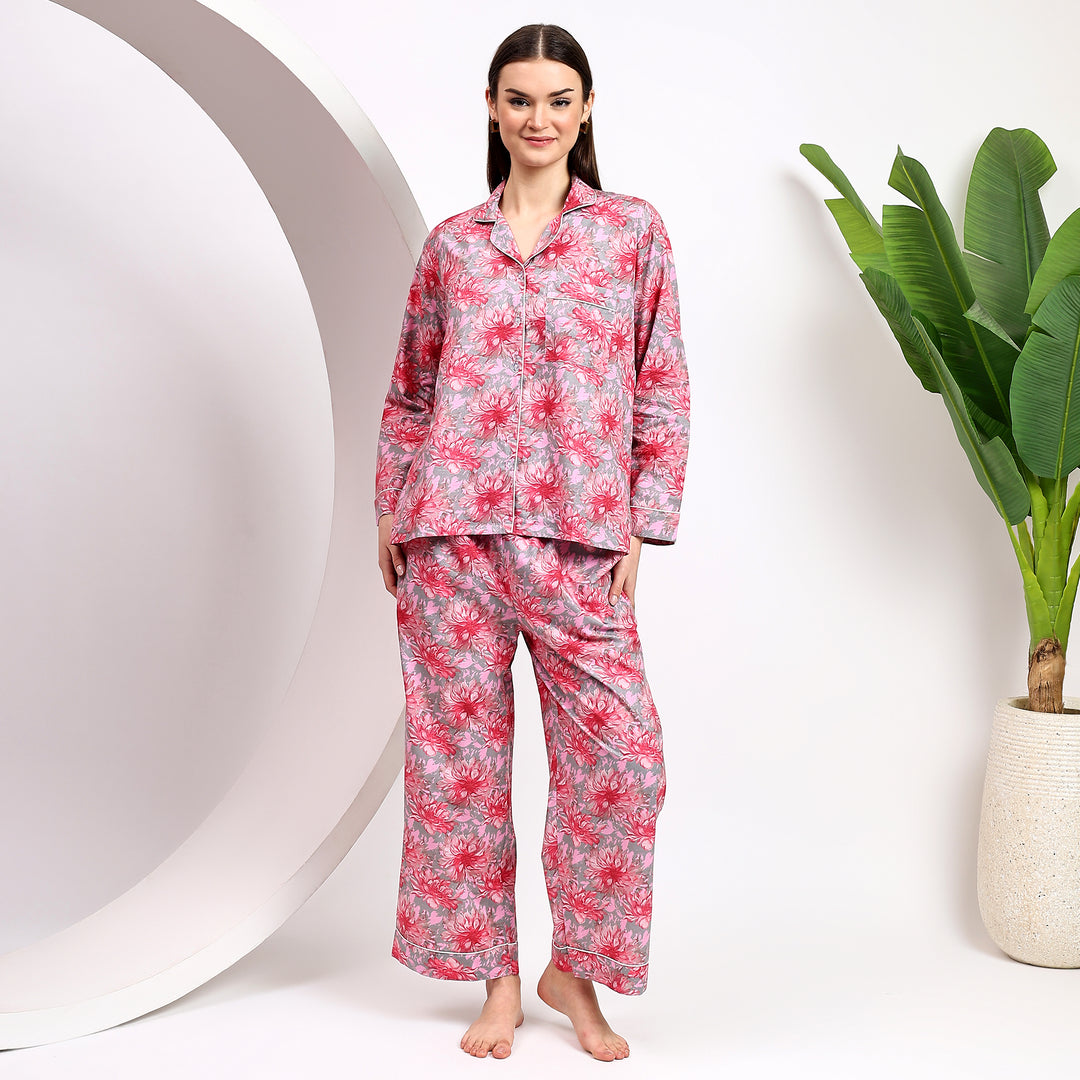 Floral block print cotton PJs – Indian pajama set for women