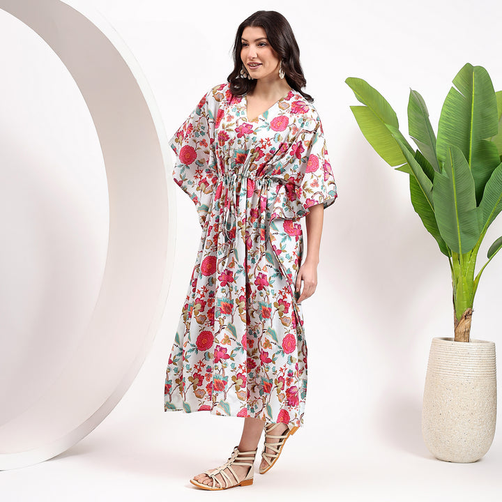 Bohemian floral caftan – handmade cotton dress