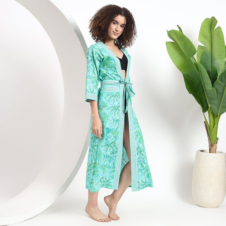 Lightweight summer kimono with colorful island prints