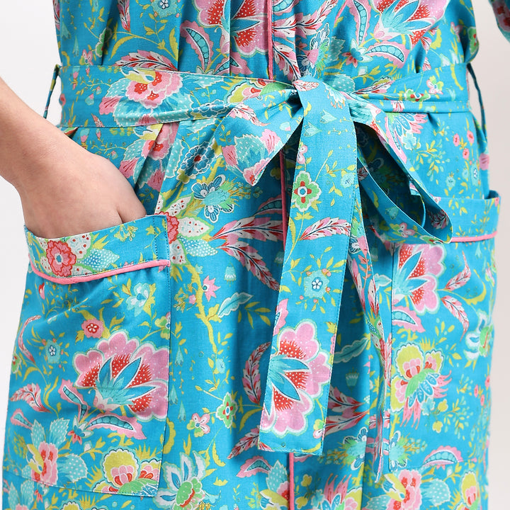 Women’s floral cotton kimono – boho style block print dressing gown