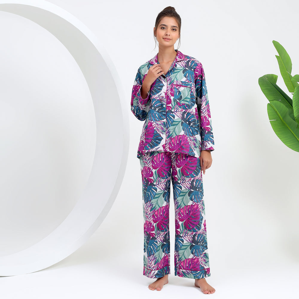 Women's pjs set loungewear set pajamas indian cotton tropical print Indolibas
