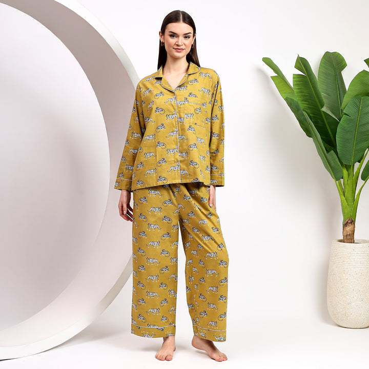 Handmade leopard print cotton pajama set – matching sleepwear