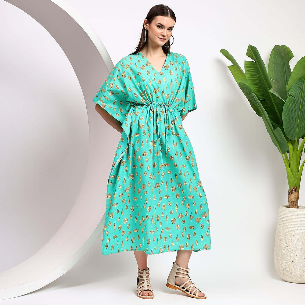 Boho vintage caftan – Japanese style cotton block print dress