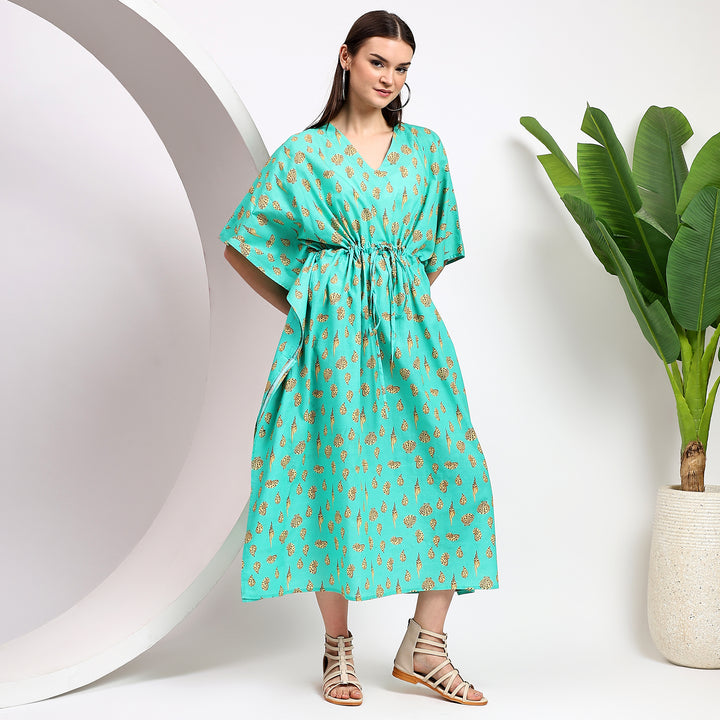 Boho vintage caftan – Japanese style cotton block print dress